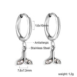 Boucles d'oreilles à tige en diamant blanc, cercle en queue de poisson de 1,6x10mm