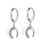 Aretes circulares de 1,6x10 mm con diamantes blancos en forma de U