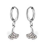 Boucles d'oreilles à tige en diamant blanc en forme d'éventail circulaire de 1,6 x 10 mm