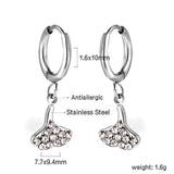 Boucles d'oreilles à tige en diamant blanc en forme d'éventail circulaire de 1,6 x 10 mm