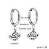 Boucles d'oreilles à tige en diamant blanc avec planète et orbite, cercle de 1,6 x 10 mm