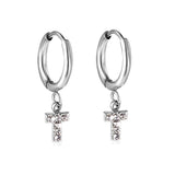 Cercle de 1,6x10 mm avec boucles d'oreilles en diamant blanc en forme de T