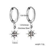 Pendientes circulares de 1,6x10 mm con estrella de la suerte y diamantes blancos