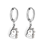 Boucles d'oreilles à tige en forme de cercle de 1,6 x 10 mm avec petit dinosaure en diamant blanc