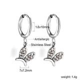 Pendientes circulares de diamantes blancos con tocado de conejo de 1,6x10 mm