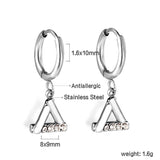 Cercle de 1,6x10 mm avec boucles d'oreilles triangle en diamant blanc