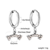 1.6x10mm circle with bone white diamond stud earrings