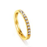 Solitaire ring with 10 small round diamonds gold/steel color