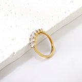 New white stone ring light luxury hundred elegant temperament metal wind