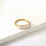 New white stone ring light luxury hundred elegant temperament metal wind