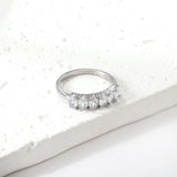 New white stone ring light luxury hundred elegant temperament metal wind