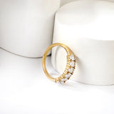 New white stone ring light luxury hundred elegant temperament metal wind