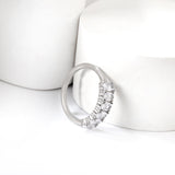 New white stone ring light luxury hundred elegant temperament metal wind