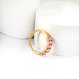 New white stone ring light luxury hundred elegant temperament metal wind