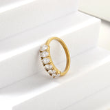 New white stone ring light luxury hundred elegant temperament metal wind