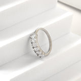 New white stone ring light luxury hundred elegant temperament metal wind