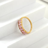 New white stone ring light luxury hundred elegant temperament metal wind