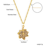 Red Diamond Maple Leaf Pendant Necklace 40+5cm