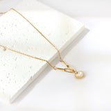 Heart Shaped White Shell Pendant Necklace 42+6cm Gold Color