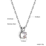 White & Red & Pink & Purple & Green Diamond Round Pendant Necklace 45cm