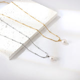 White pearl pendant necklace 47+5cm