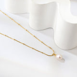 White pearl pendant necklace 47+5cm