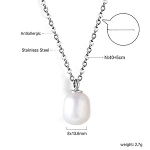 White Pearl Pendant Necklace 40+5cm