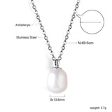 Collier Pendentif Perle Blanche 40+5cm