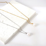 Collier Pendentif Perle Blanche 40+5cm