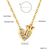 Heart with Crown Pendant with Diamond Necklace 43+5cm