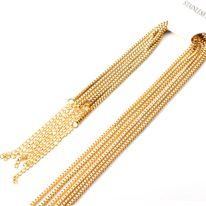 ASON 10pcs/bulk long necklace collar 2cm*45+5cm with chain Gold & steel color stainless steel necklace wholesale