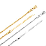 ASON 10pcs/bulk long necklace collar 2.0mm * 45cm+5cm matching chain gold & steel color stainless steel necklace wholesale