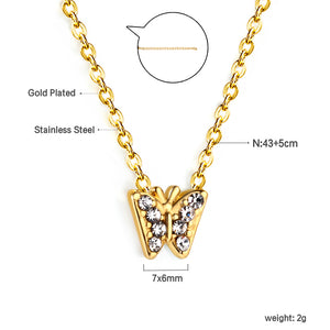 Butterfly Pendant with Diamond Necklace 43+5cm