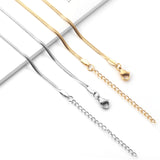 ASON 10pcs/Bulk Long Necklace Collar 2MM*45CM+5CM Matching Chain Gold & Steel Color Stainless Steel Necklace Wholesale