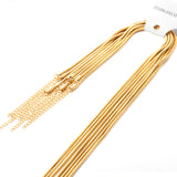 ASON 10pcs/bulk long necklace collar 1cm / 2cm*45cm+5cm matching chain gold & steel color stainless steel necklace wholesale