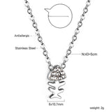 Fishbone Pendant with Diamond Necklace 43+5cm