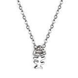 Fishbone Pendant with Diamond Necklace 43+5cm