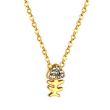 Fishbone Pendant with Diamond Necklace 43+5cm