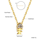 Fishbone Pendant with Diamond Necklace 43+5cm