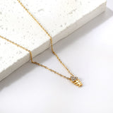 Fishbone Pendant with Diamond Necklace 43+5cm