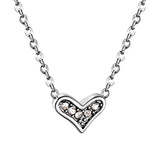 Crooked Heart Pendant with Diamond Necklace 43+5cm