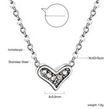 Crooked Heart Pendant with Diamond Necklace 43+5cm