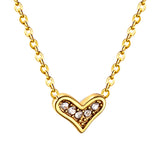 Crooked Heart Pendant with Diamond Necklace 43+5cm