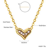 Crooked Heart Pendant with Diamond Necklace 43+5cm