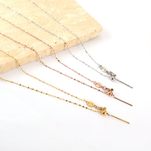 ASON 10pcs/bulk long necklace collar 1mm*45cm retractable connector clasp matching chain steel color & gold color stainless steel necklace wholesale