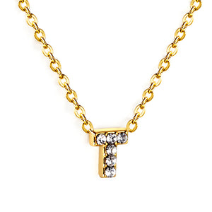 T pendant with diamond necklace 43+5cm