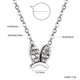 Rabbit Headdress Pendant with Diamond Necklace 43+5cm