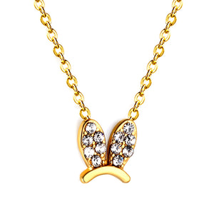 Rabbit Headdress Pendant with Diamond Necklace 43+5cm