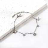 3 Butterflies + 2 Cylindrical White Diamonds Accessories Bracelet 17+3cm