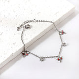 3 Mixed Color Dragonfly + 2 Cylindrical White Diamonds Accessories Bracelet 17+3cm